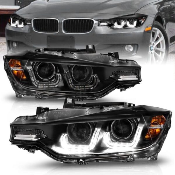 BMW 3 Series F30 12-15 4DRr Projector Headlights U-bar Black