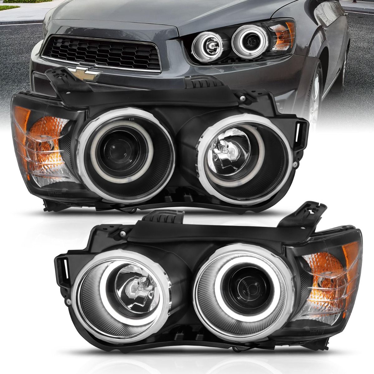 Chevy Sonic 12-15 4DR hatchback Projector Headlights - Black