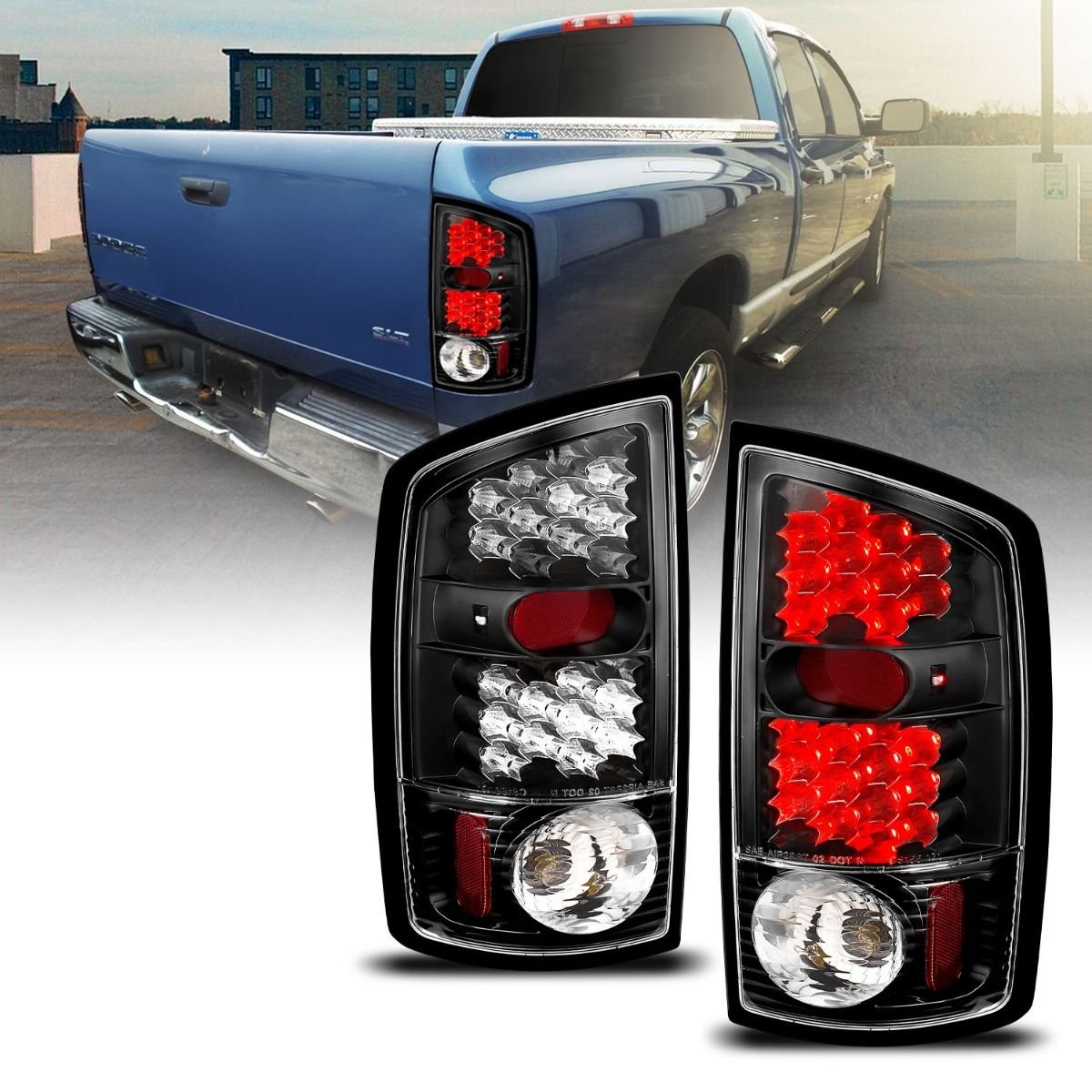 Dodge Ram 1500 02-05 / 2500/3500 03-06 Led Tail Lights Black