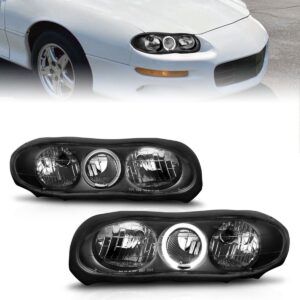 CHEVY CAMARO 98-02 CRYSTAL HALO HEADLIGHTS BLACK