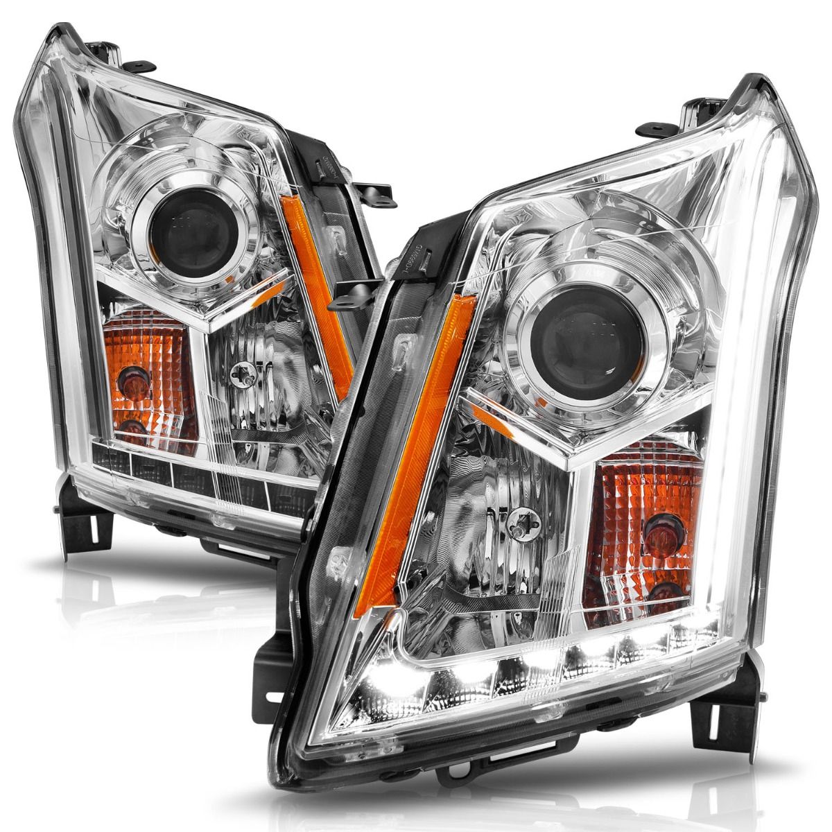 Cadillac SRX 10-14 Projector Headlights Plank Style Chrome - Image 2