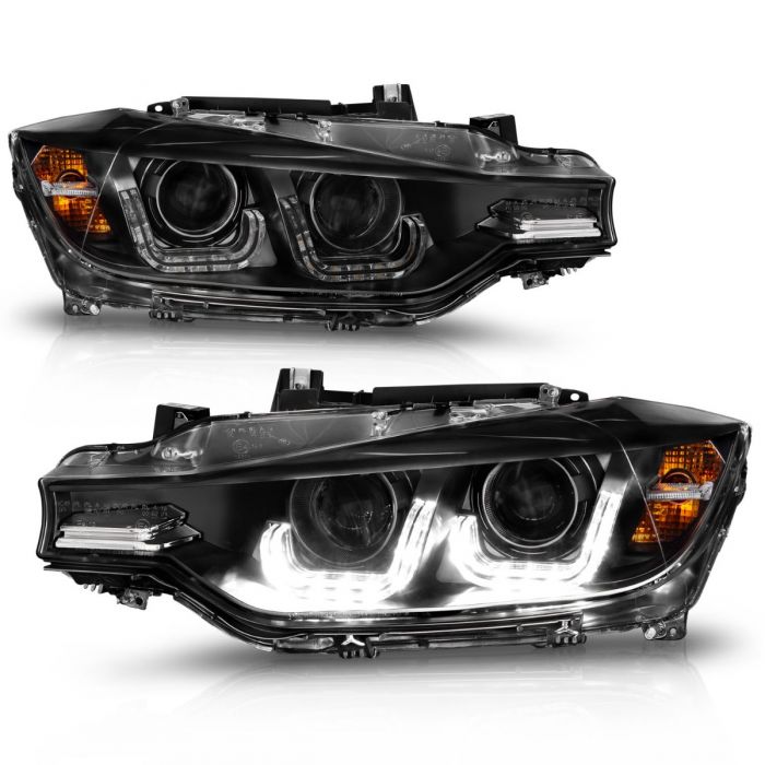 BMW 3 Series F30 12-15 4DRr Projector Headlights U-bar Black - Image 2