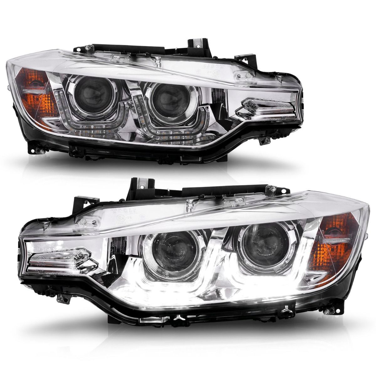 BMW 3 Series F30 4DR 12-15 Projector Headlights U-bar Chrome - Image 2