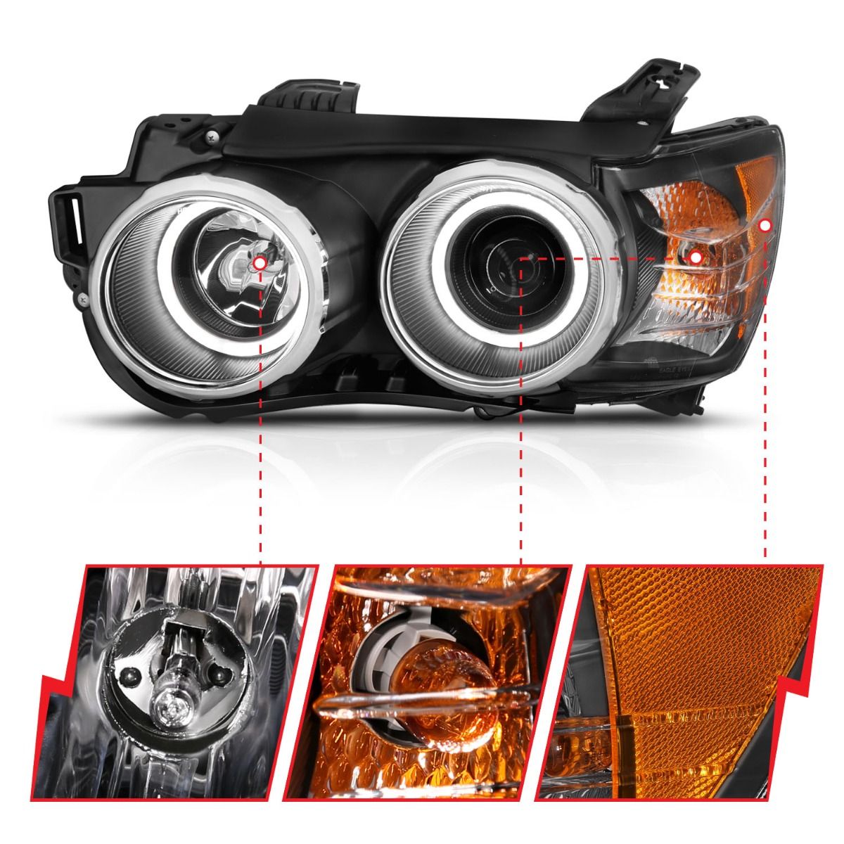 Chevy Sonic 12-15 4DR hatchback Projector Headlights - Black - Image 3