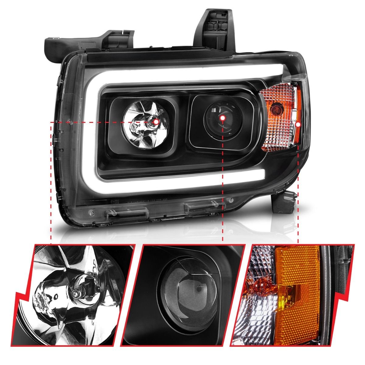 GMC Canyon 15-19 Projector Plank Style Headlight W/ Black Housing - Image 3