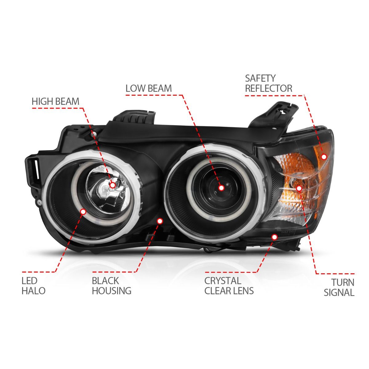 Chevy Sonic 12-15 4DR hatchback Projector Headlights - Black - Image 4