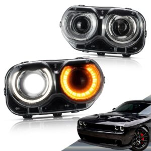 VLAND LED Halo Headlights For Dodge Challenger 2015-2020 With Sequential Turn Signals