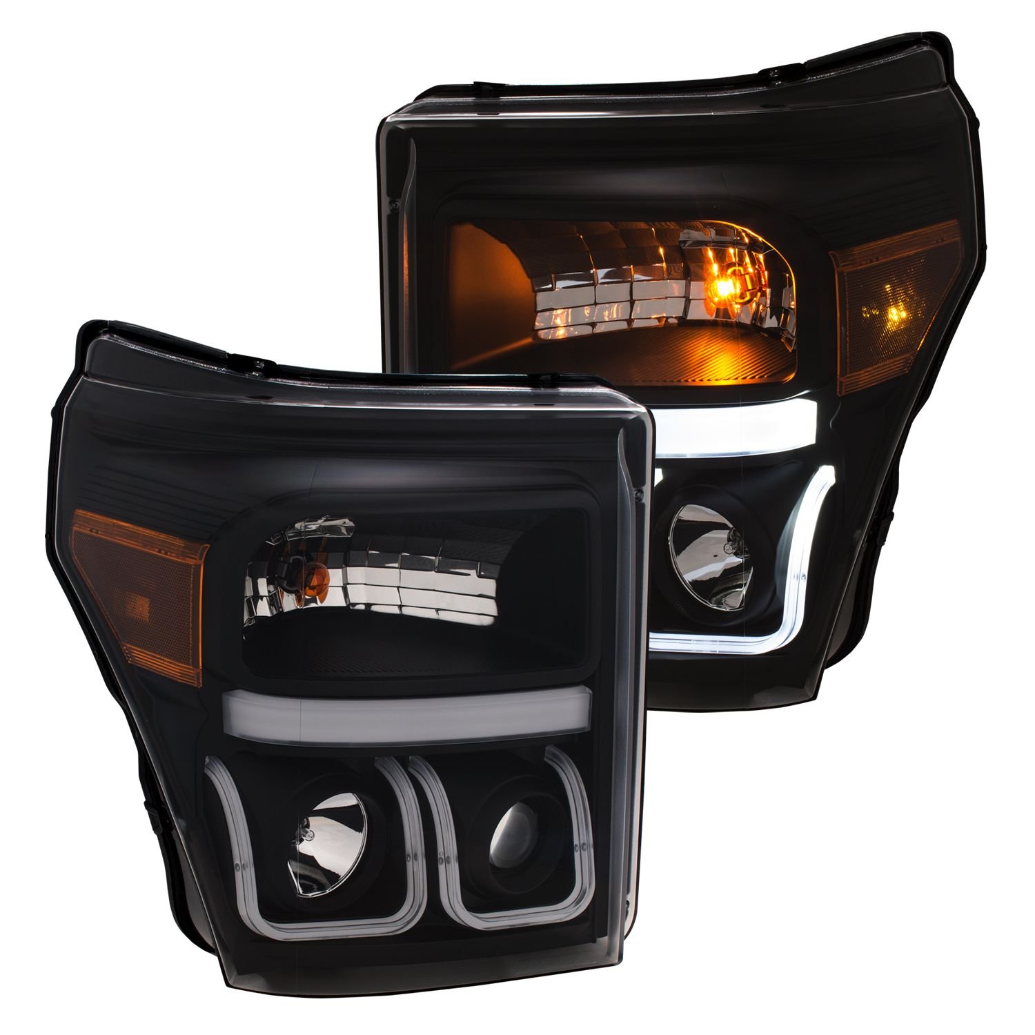 Ford Super Duty 11-16 Projector Switchback U Bar Style Headlight Black - Image 3