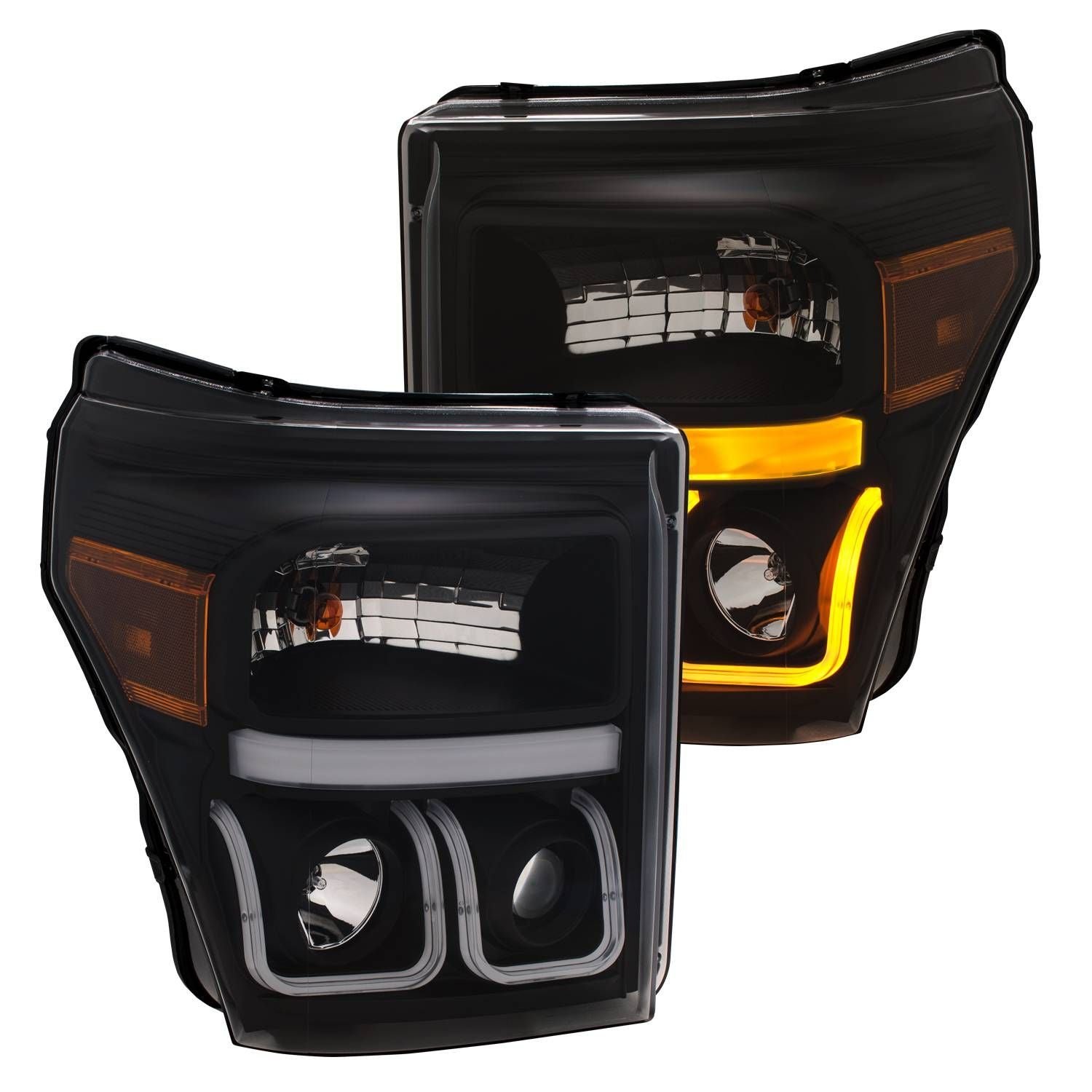 Ford Super Duty 11-16 Projector Switchback U Bar Style Headlight Black - Image 2