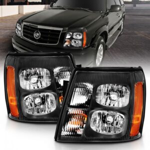 Cadillac Escalade 03-06 Crystal Headlight Black Amber