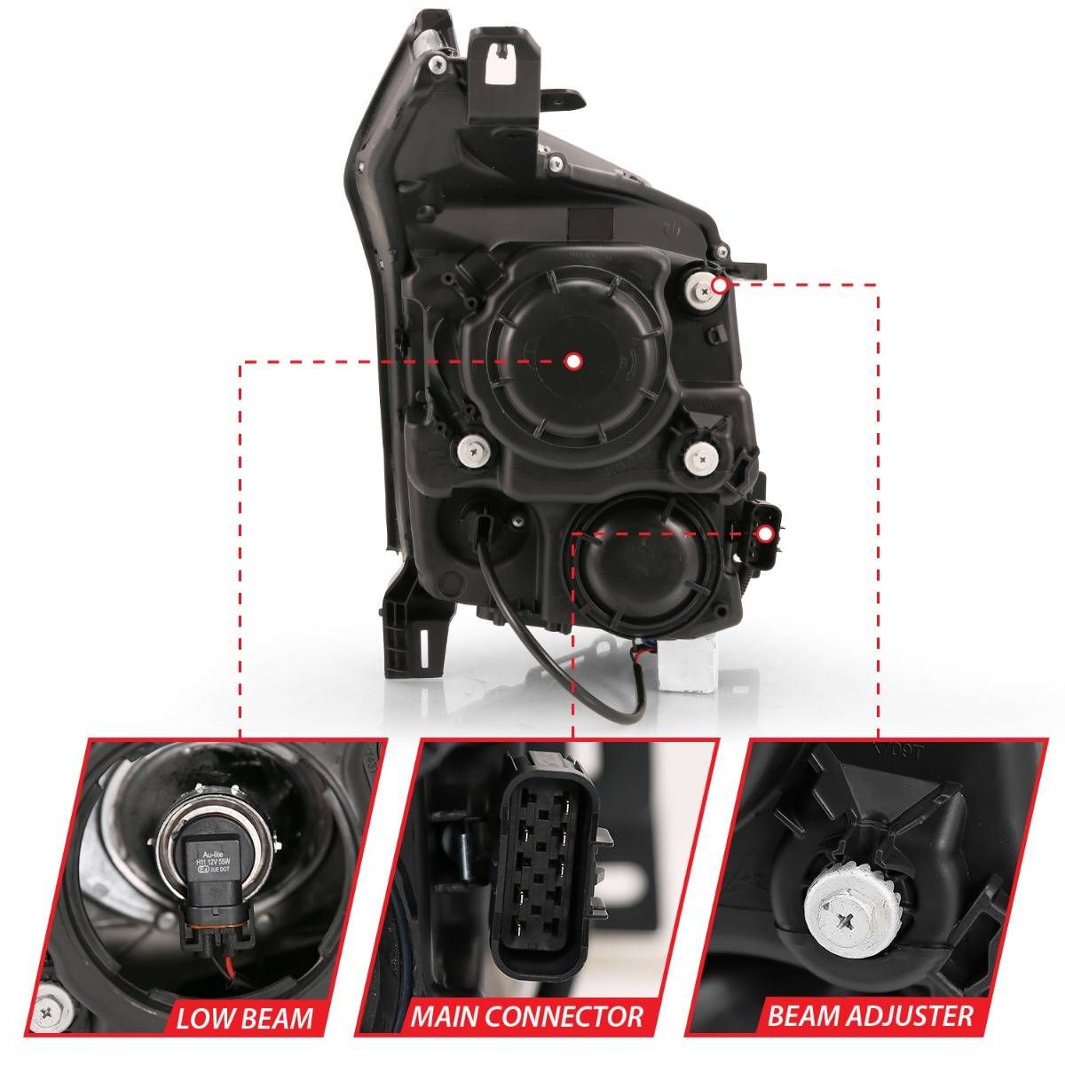 Cadillac SRX 10-16 Projector Headlight Black (OE) - Image 5