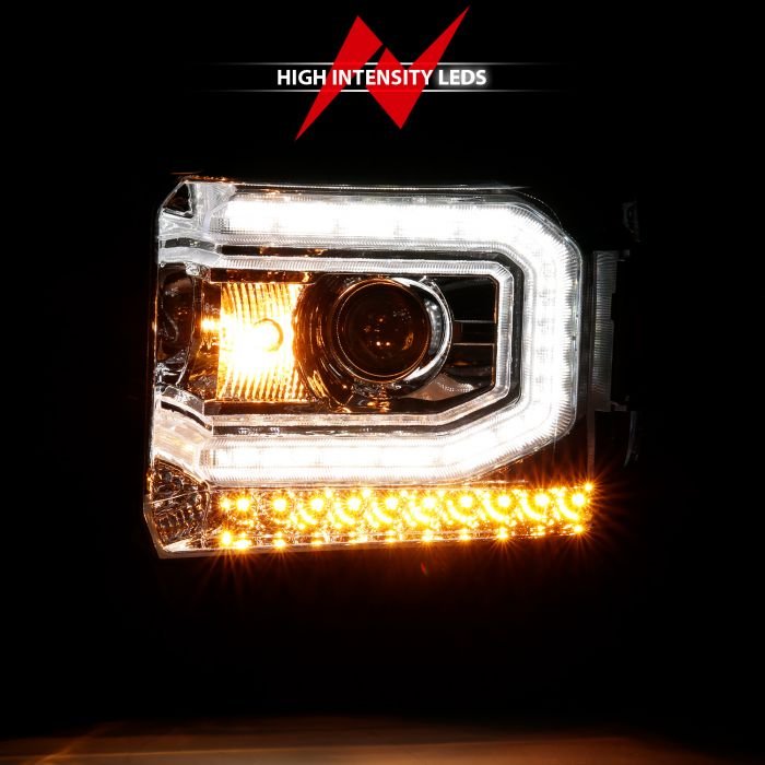 GMC Sierra 1500 16-19 Projector Headlight Plank Style Chrome - Image 6
