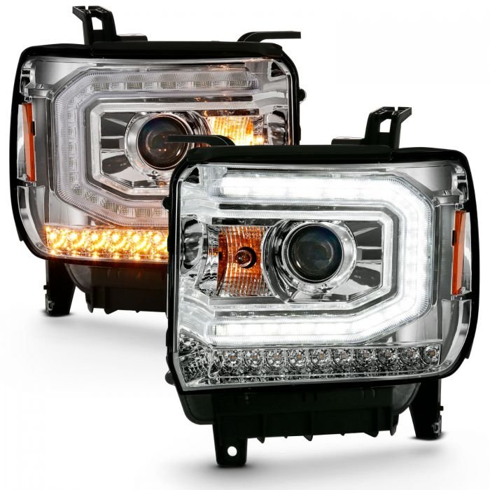 GMC Sierra 1500 16-19 Projector Headlight Plank Style Chrome - Image 7