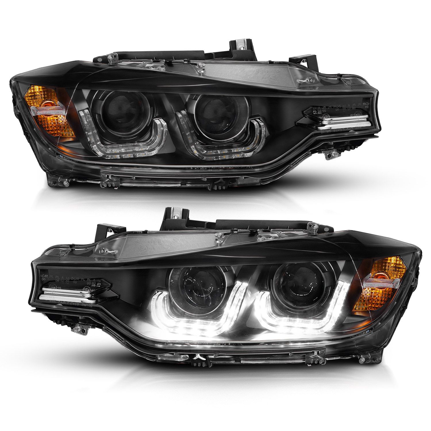 BMW 3 Series F30 4DR 12-15 Projector Headlights U-bar Black - Image 2