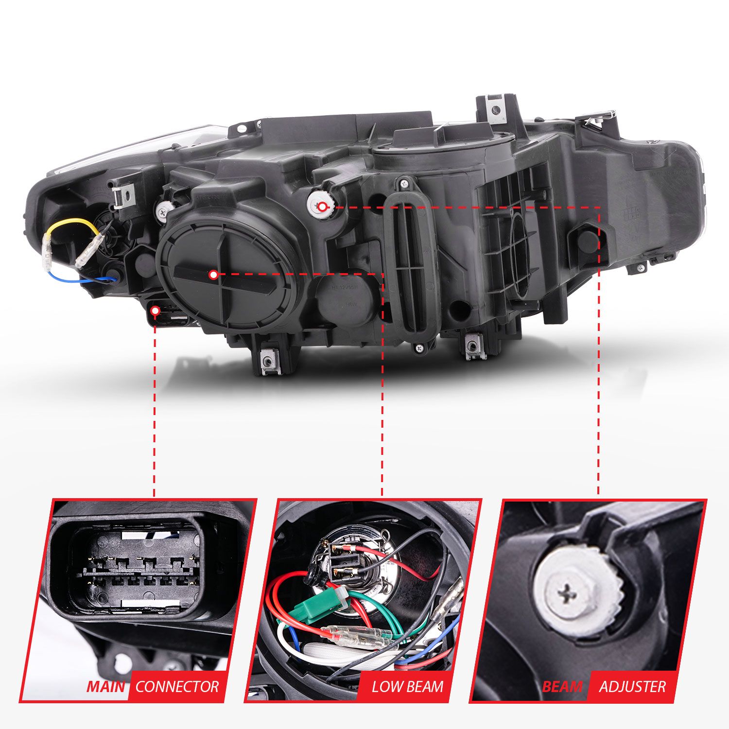 BMW 3 Series F30 4DR 12-15 Projector Headlights U-bar Black - Image 5