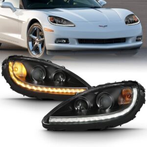 Chevy Corvette 05-13 Plank Style Projector Headlights Black