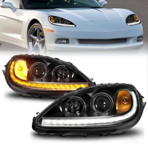 Chevy Corvette 05-13 Projector Headlights Black Amber