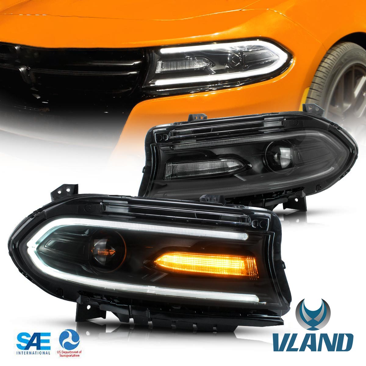 VLAND LED Headlights For Dodge Charger 2015-UP OEM Factory Front Lights Assembly - Image 2