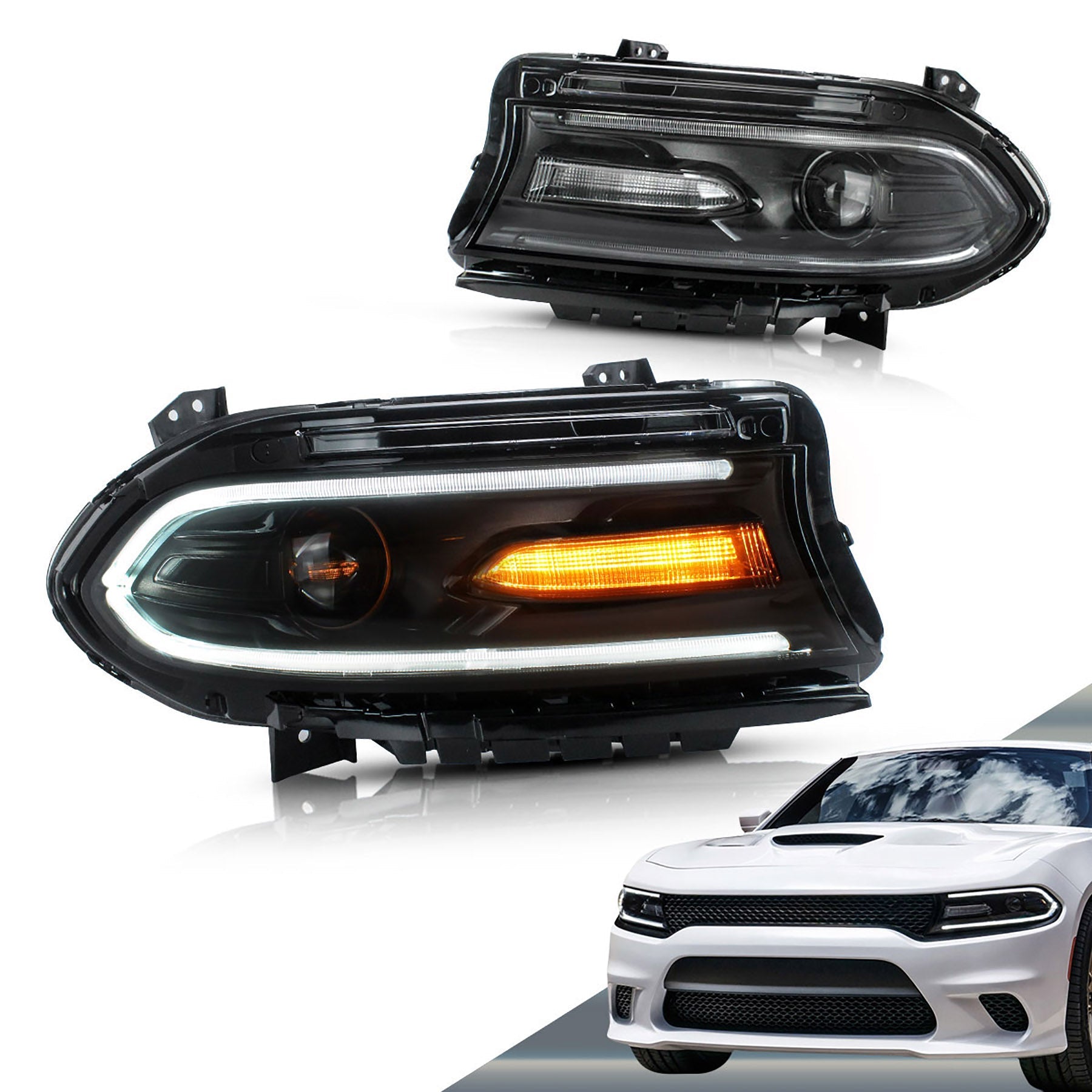 VLAND LED Headlights For Dodge Charger 2015-UP OEM Factory Front Lights Assembly