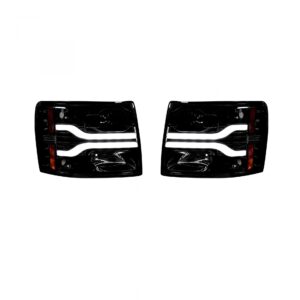 Chevy Silverado 07-13 Projector Headlights OLED Halos DRL Smoked/Black