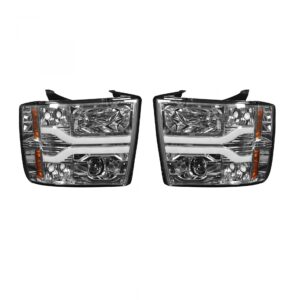 Chevy Silverado 07-13 Projector Headlights OLED Halos DRL Clear