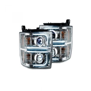 Chevy Silverado 14-15 Projector Headlights OLED Halos DRL Clear/Chrome