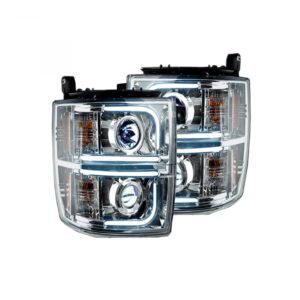 Chevy Silverado 14-19 Projector Headlights OLED Halos DRL Clear/Chrome
