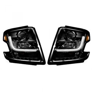 Chevy Tahoe 15-20 Projector Headlights OLED Halos DRL Smoked/Black