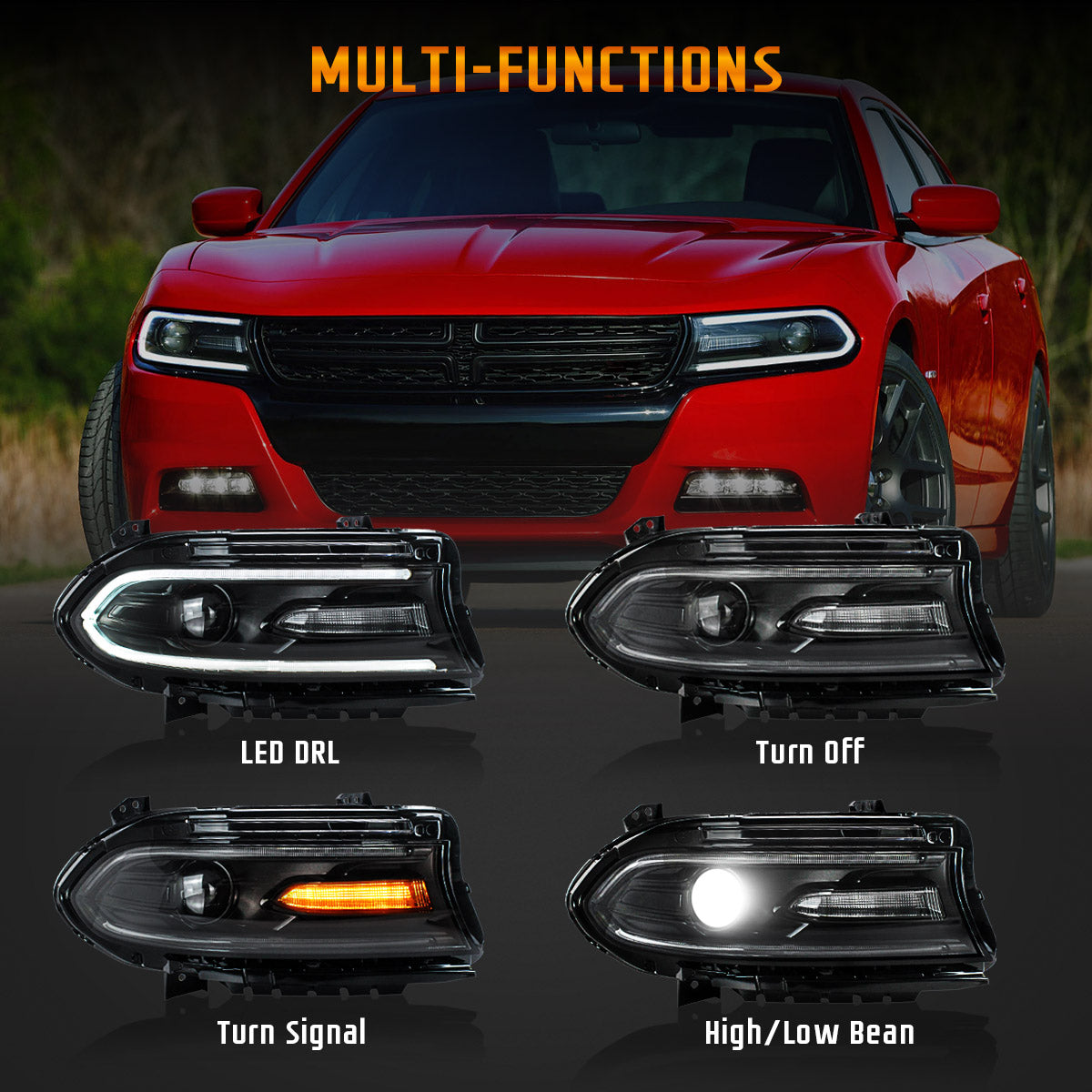 VLAND LED Headlights For Dodge Charger 2015-UP OEM Factory Front Lights Assembly - Image 7