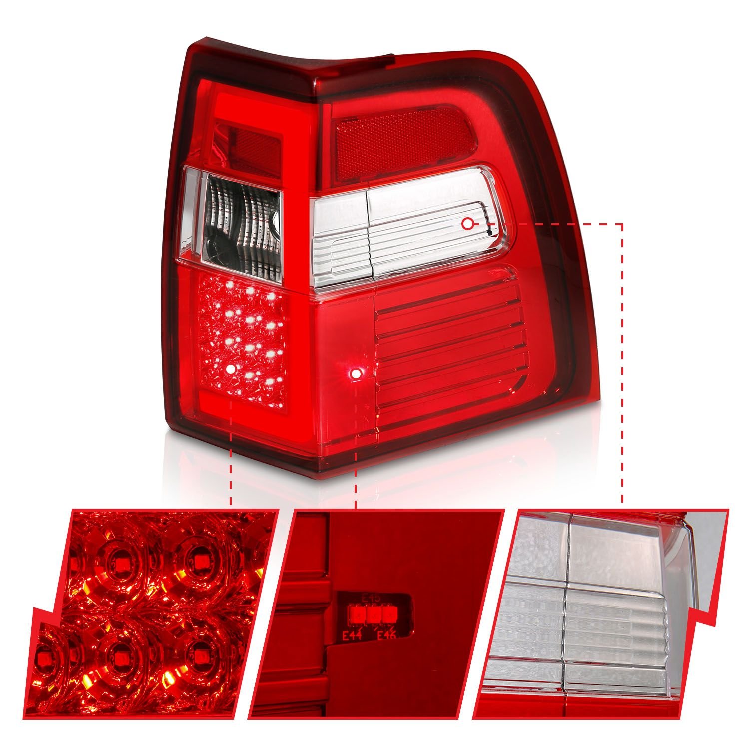 Ford Expedition 07-17 Led Tail Lights Red/clear Lens W/ C-light Bar - Image 3