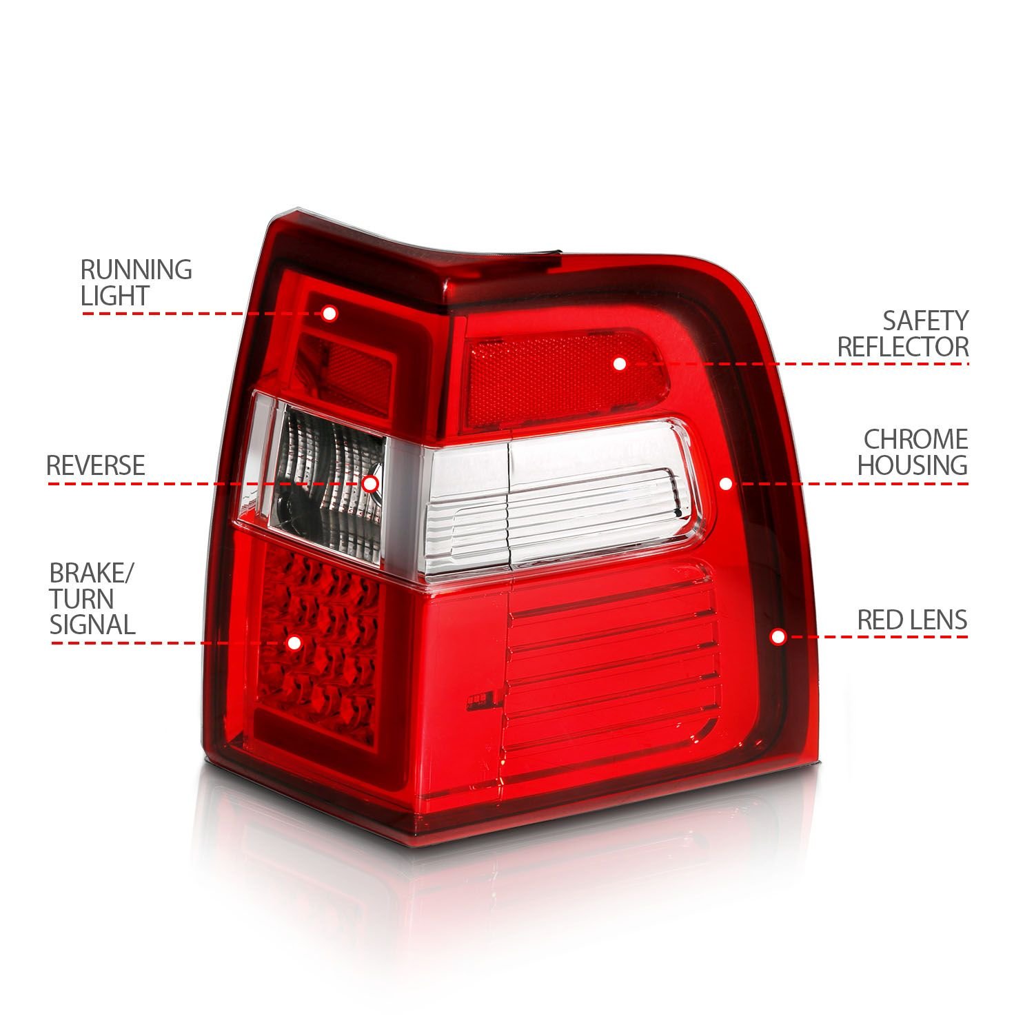 Ford Expedition 07-17 Led Tail Lights Red/clear Lens W/ C-light Bar - Image 4