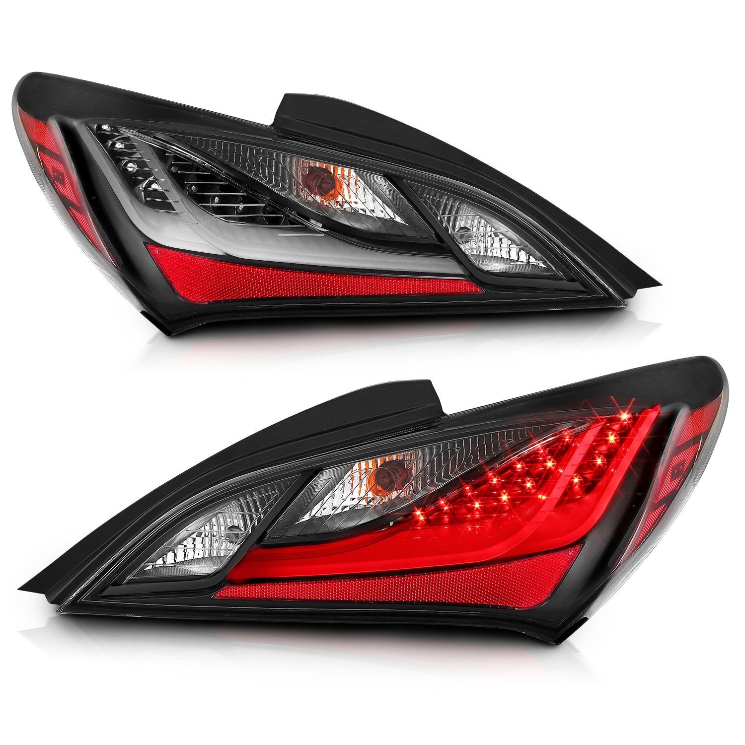 Hyundai Genesis 10-16 2DR Led Tail Lights Black Dark Smoke Lens - Image 2