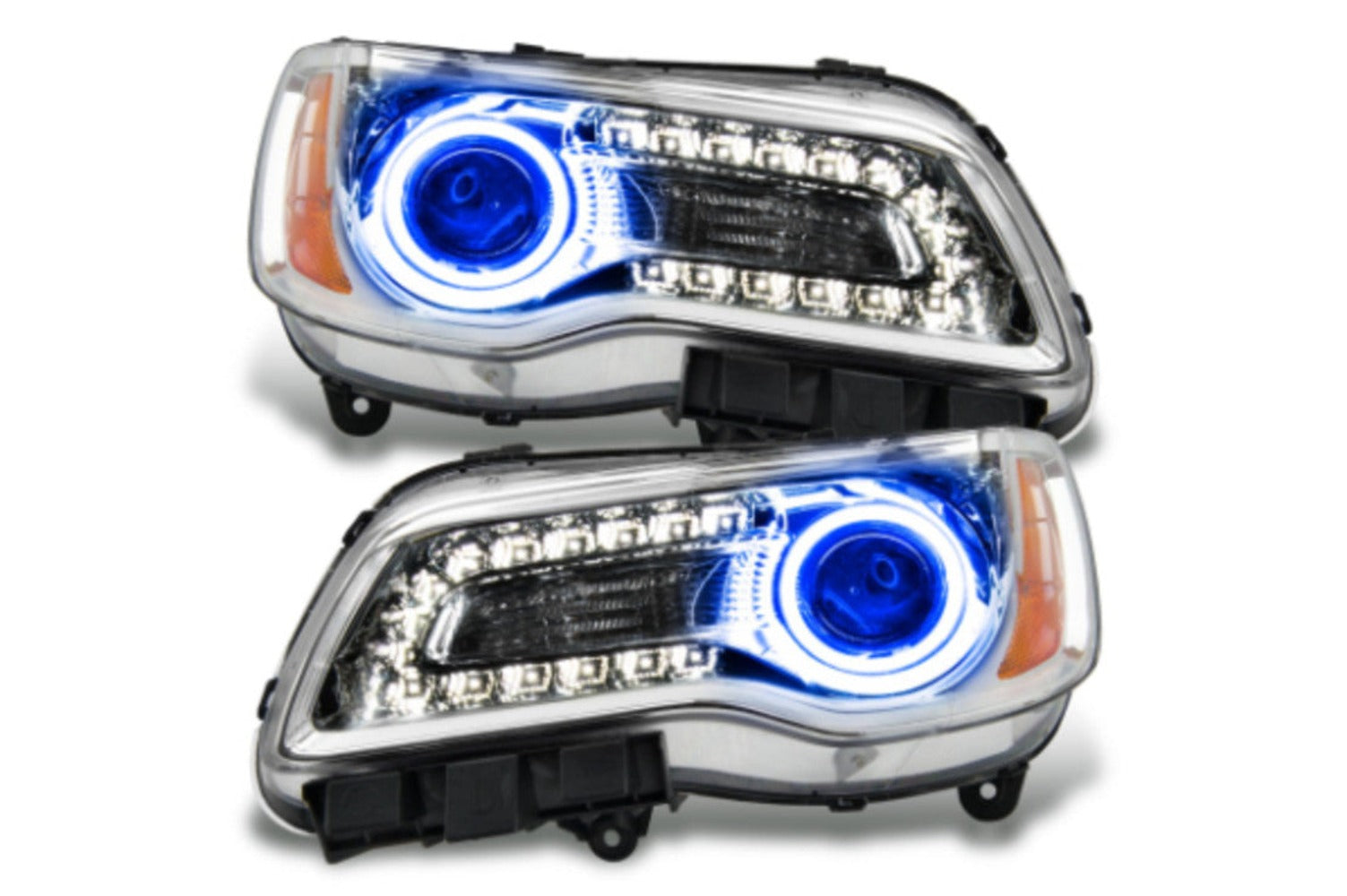 Oracle LED Halo Headlights: 11-14 Chrysler 300c W/o OEM HID (Chrome / Blue SMD Single Color)