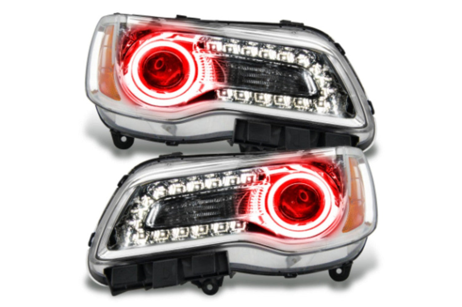 Oracle LED Halo Headlights: 11-14 Chrysler 300c W/o Oem Hid (Chrome / Red SMD Single Color)