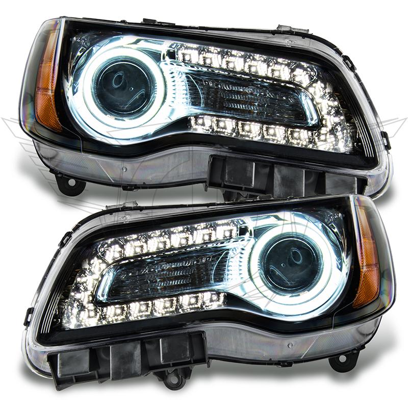2011-2014 Chrysler 300c Non Hid Pre-assembled SMD Halo Headlights - Black Housing - Image 2