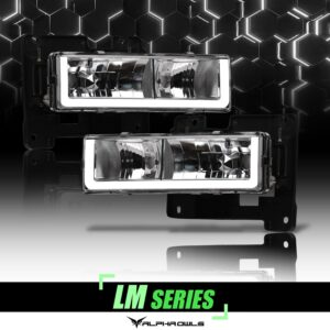 Alpha Owls 1992-1994 Chevy Blazer LM Series Headlights (Crystal Headlights Chrome housing w/ LumenX Light Bar)