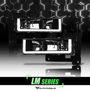 Alpha Owls 1992-1994 Chevy Blazer LM Series Headlights (Crystal Headlights Black housing w/ LumenX Light Bar)