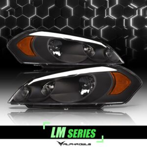 Alpha Owls 2006-2007 Chevy Monte Carlo LM Series Headlights (Crystal Headlights Black housing w/ LumenX Light Bar)