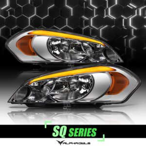 Alpha Owls 2006-2007 Chevy Monte Carlo SQ Series Headlights (Crystal Headlights Chrome housing w/ Sequential Signal/LumenX Light Bar)