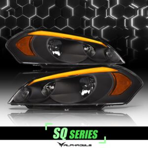 Alpha Owls 2006-2007 Chevy Monte Carlo SQ Series Headlights (Crystal Headlights Black housing w/ Sequential Signal/LumenX Light Bar)