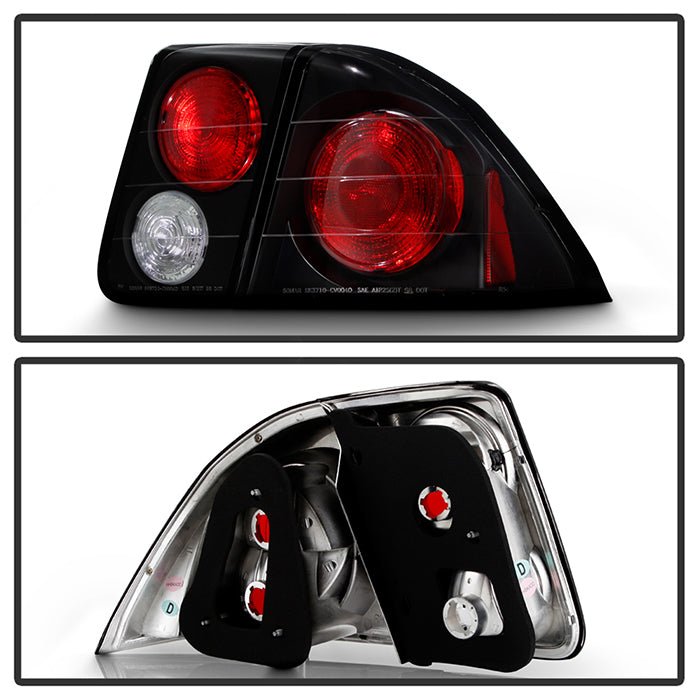 Honda Civic 01-05 4Dr Euro Style Tail Lights - Black - Image 2