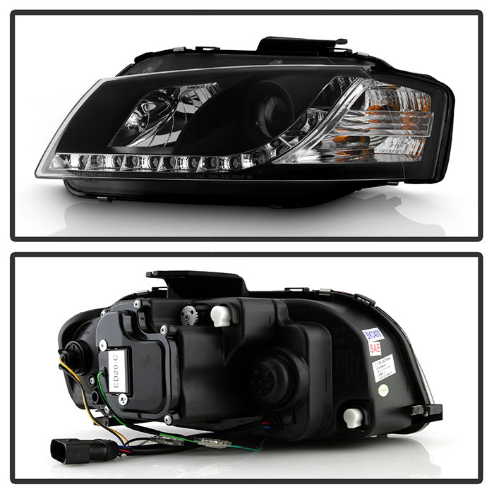 Audi A3 06-08 Projector Headlights Halogen Model Only - Black - Image 2