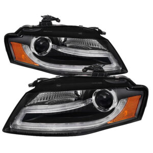 Audi A4 09-12 Projector Headlights Halogen Model Only LED - Black