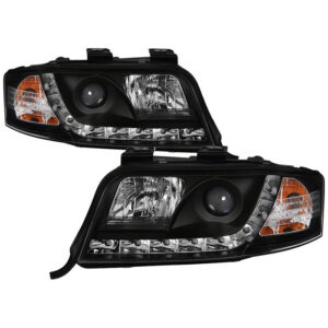 Audi A6 02-04 Projector Headlights - Halogen Model Only DRL - Black