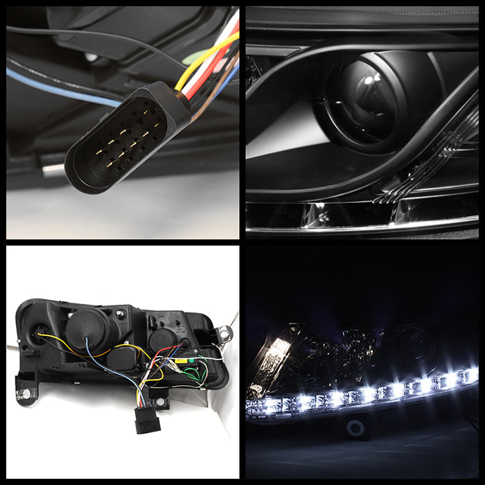 Audi A6 05-07 Projector Headlights - Halogen Model Only- Black - Image 2