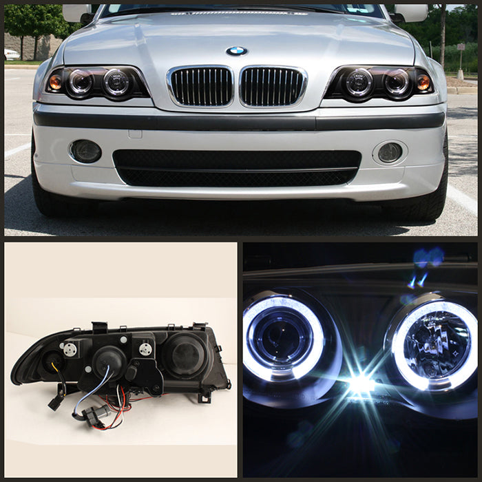 BMW E46 3-Series 99-01 4DR Projector Headlights - Black - Image 2