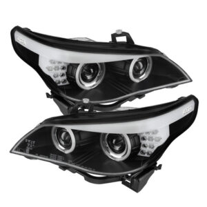 BMW E60 5-Series 04-07 Projector Headlights - Halogen Model Only - Black