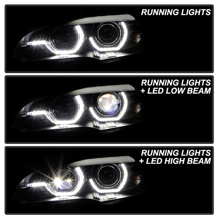 BMW X5 E70 2007-2010 Xenon/HID Model Headlights - Black - Image 11