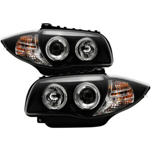 BMW E87 1-Series 08-11 Projector Headlights - LED Halo - Black