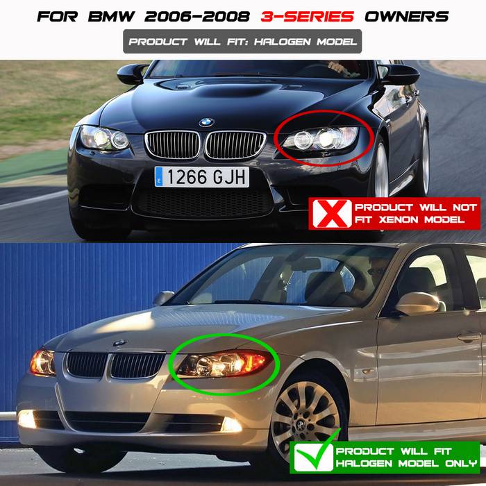 BMW E90 3-Series 06-08 4DR Projector Headlights - Black - Image 8